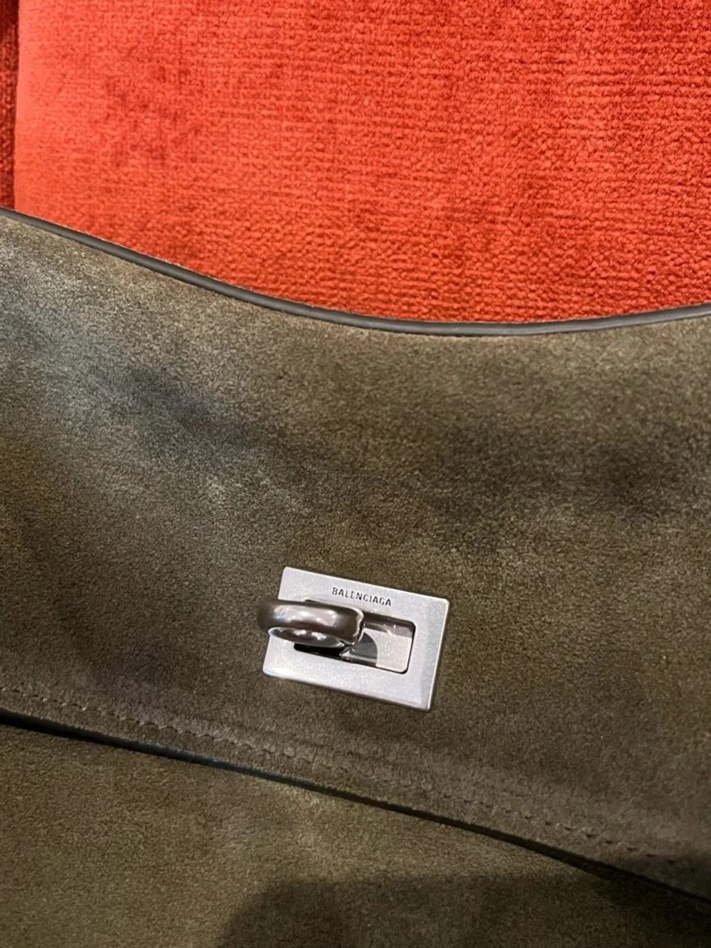 Balenciaga Rodeo Medium Suede Khaki Shoulder Bag with Silver Hardware - Picture 3 of 10
